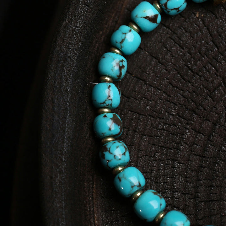 Buddha Stones Turquoise Fu Character Protection Bracelet - image 3