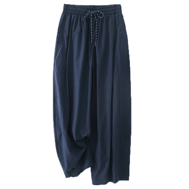 Buddha Stones Plain High Waist Pleats Design Women's Harem Pants With Pockets - MidnightBlue - US8-10，UK/AU12-14，EU40-42 (2XL) - image 0