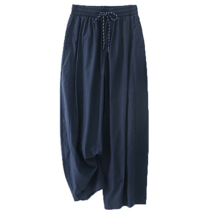 Buddha Stones Plain High Waist Pleats Design Women's Harem Pants With Pockets - MidnightBlue - US8-10，UK/AU12-14，EU40-42 (2XL) - image 0
