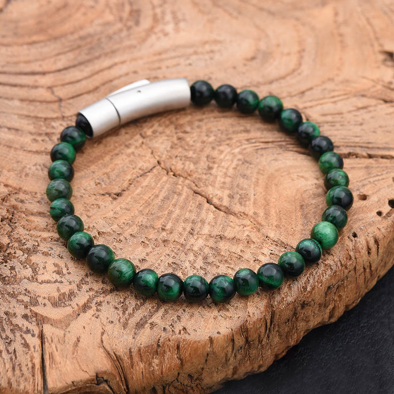 Buddha Stones Turquoise Black Glitter Stone Tiger Eye Positive Bracelet - Turquoise(Wrist Circumference:17-18cm) - image 2
