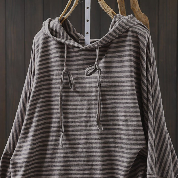 Buddha Stones Spring Striped Pattern Long Sleeve Women's Cotton Hoodie - image 17