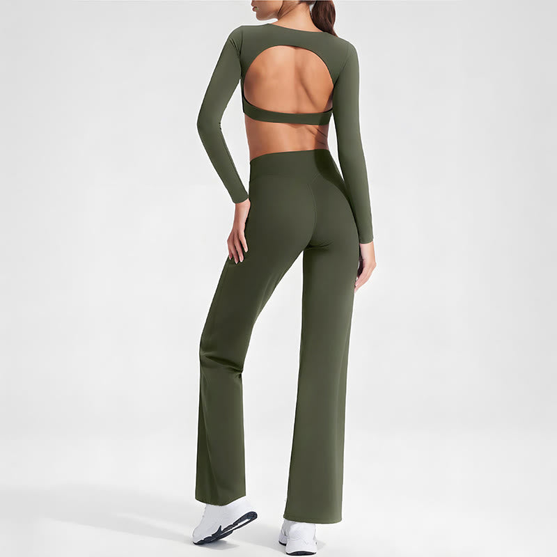 Buddha Stones Long Sleeve Backless Bra Sports Fitness Yoga Women's Tank Top - image 26