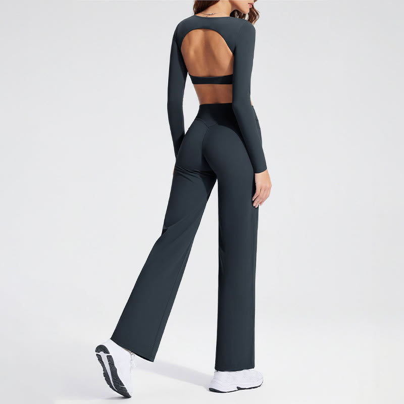 Buddha Stones Long Sleeve Backless Bra Sports Fitness Yoga Women's Tank Top - image 2