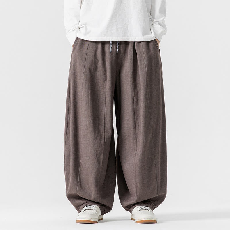 Buddha Stones Winter Commute Plain Drawstring Design Men's Wide Leg Cotton Pants With Pockets - Tan - US/UK/AU46，EU56 (5XL) - image 24