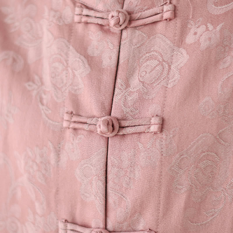 Buddha Stones Fall Floral Print Frog-Button Stand Collar Long Sleeve Women's Cotton Shirt - image 7