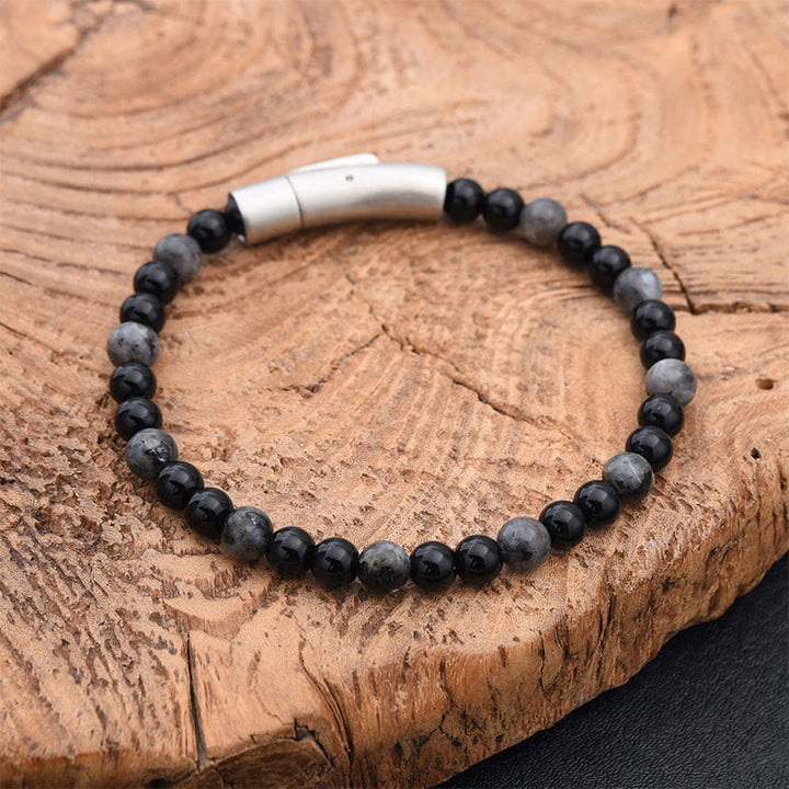 Buddha Stones Turquoise Black Glitter Stone Tiger Eye Positive Bracelet - Black Glitter Stone(Wrist Circumference:17-18cm) - image 4