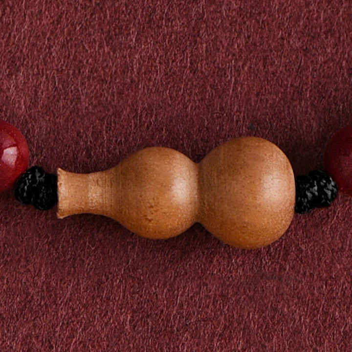 Buddha Stones Gourd Peach Wood Rope Adjustable Wealth Luck Bracelet - image 14