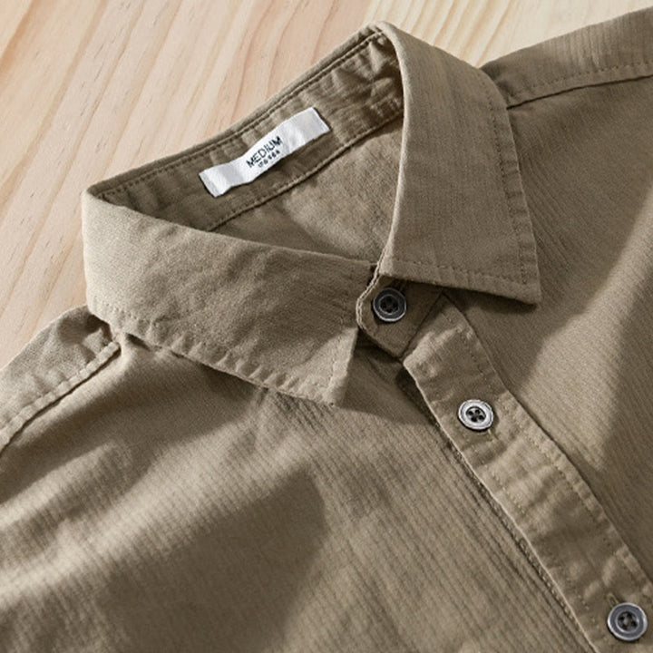 Buddha Stones Fall Triangle Rhombus Decorative Pocket Buttons Down Stand Collar Long Sleeve Men's Cotton Shirt - image 16