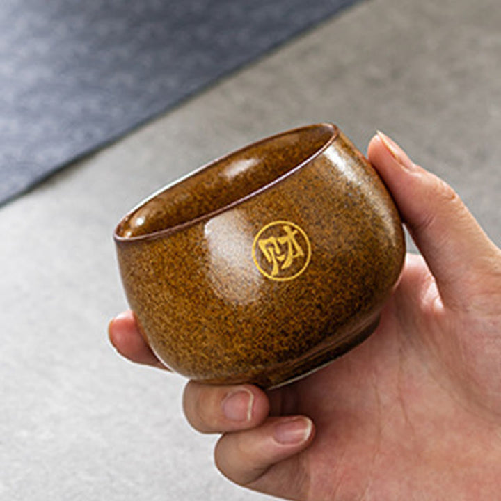 Buddha Stones Hand Painted Fu Character Ceramic Teacup Kung Fu Tea Cup With Gift Box - image 6