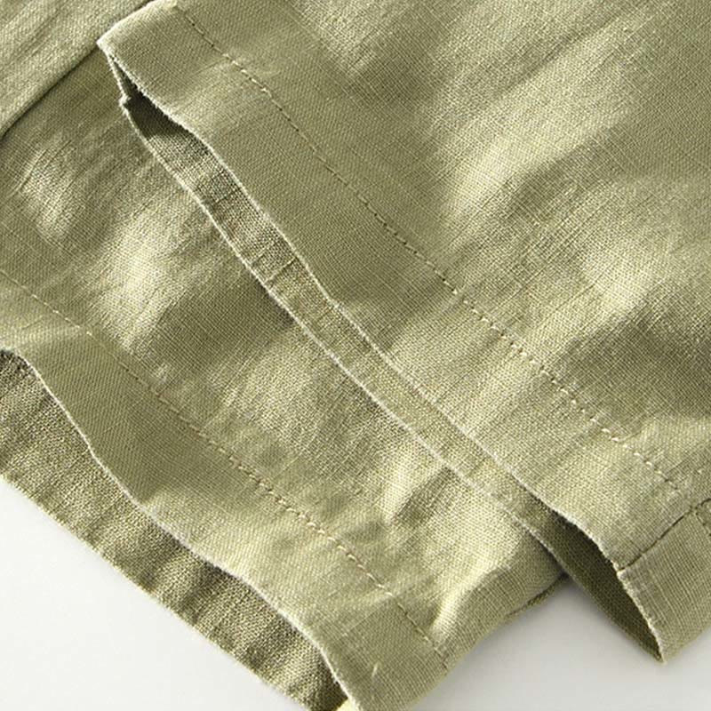 Buddha Stones Fall Solid Drawstring Elastic Waist Men's Linen Ankle-Length Pants With Pockets - image 24