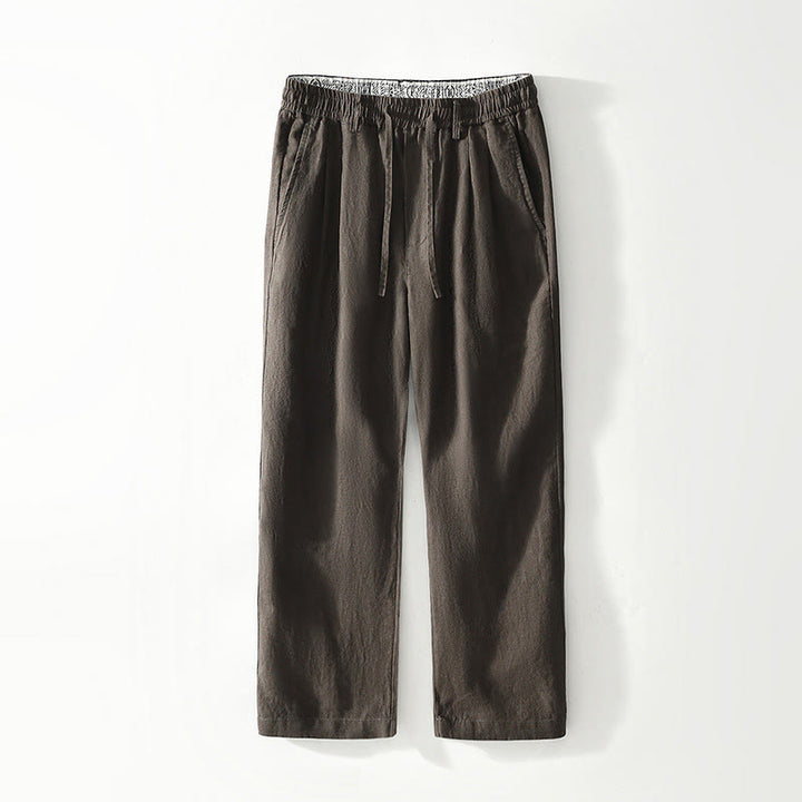 Buddha Stones Fall Solid Drawstring Elastic Waist Men's Linen Straight Leg Pants With Pockets - Sienna - US/UK/AU42，EU52 (3XL) - image 10