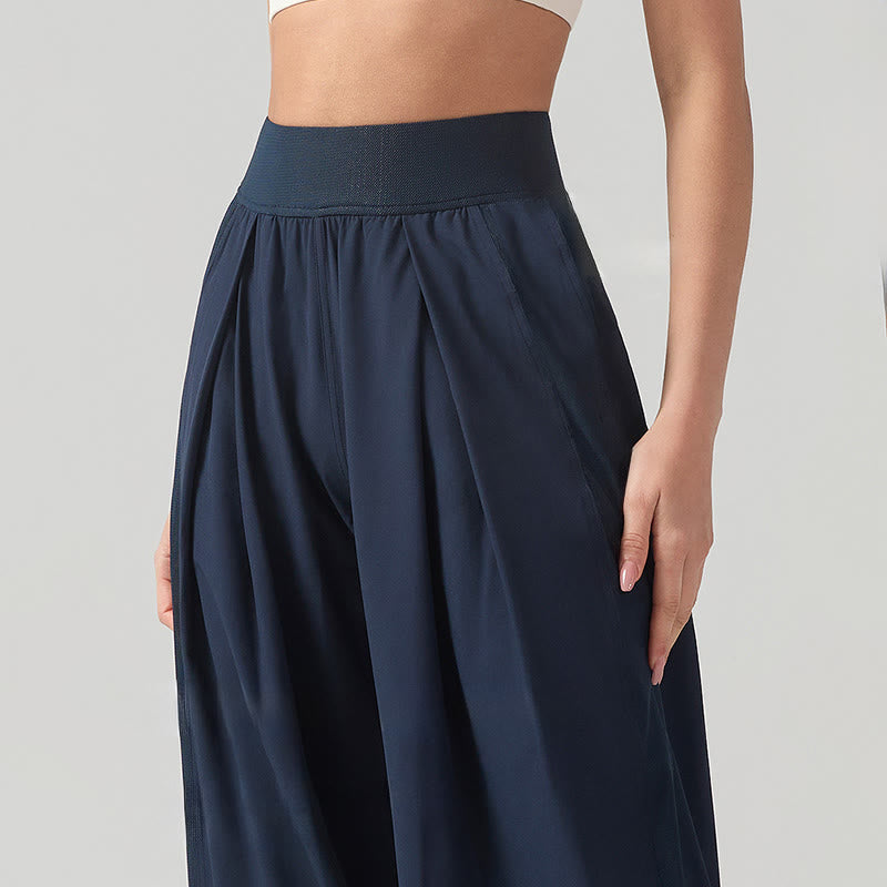 Buddha Stones Solid Color Breathable Women's Wide Leg Pants Sports Yoga Sweatpants With Pockets - image 10