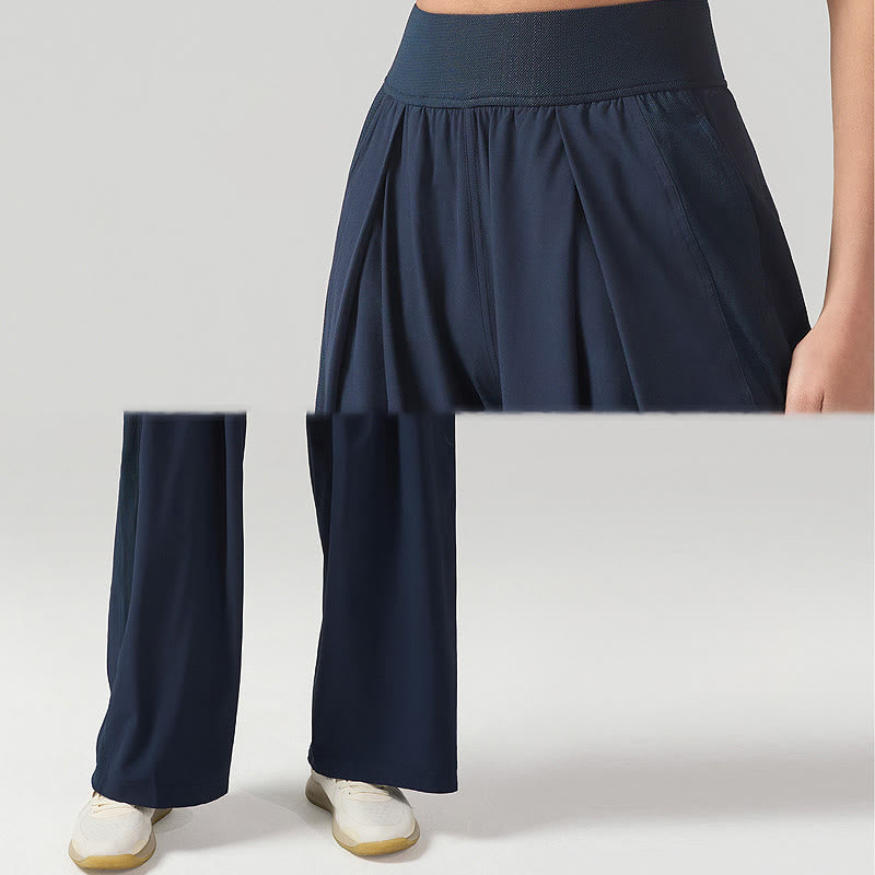 Buddha Stones Solid Color Breathable Women's Wide Leg Pants Sports Yoga Sweatpants With Pockets - image 12