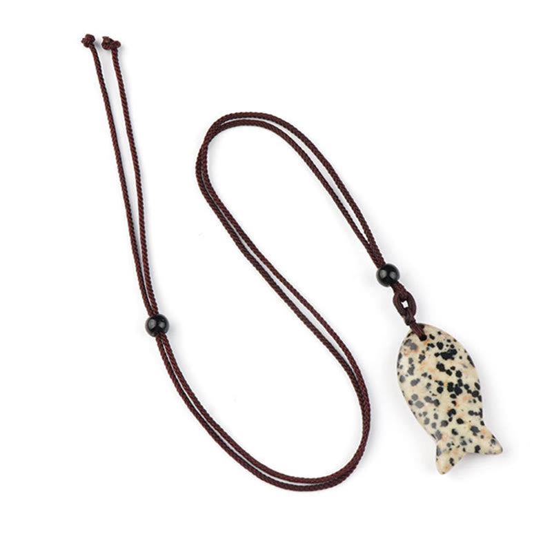 Buddha Stones Koi Fish Pink Crystal Indian Agate Amethyst Topaz Red Jasper Success Warmth Necklace Pendant - Dalmatian Jasper - image 19