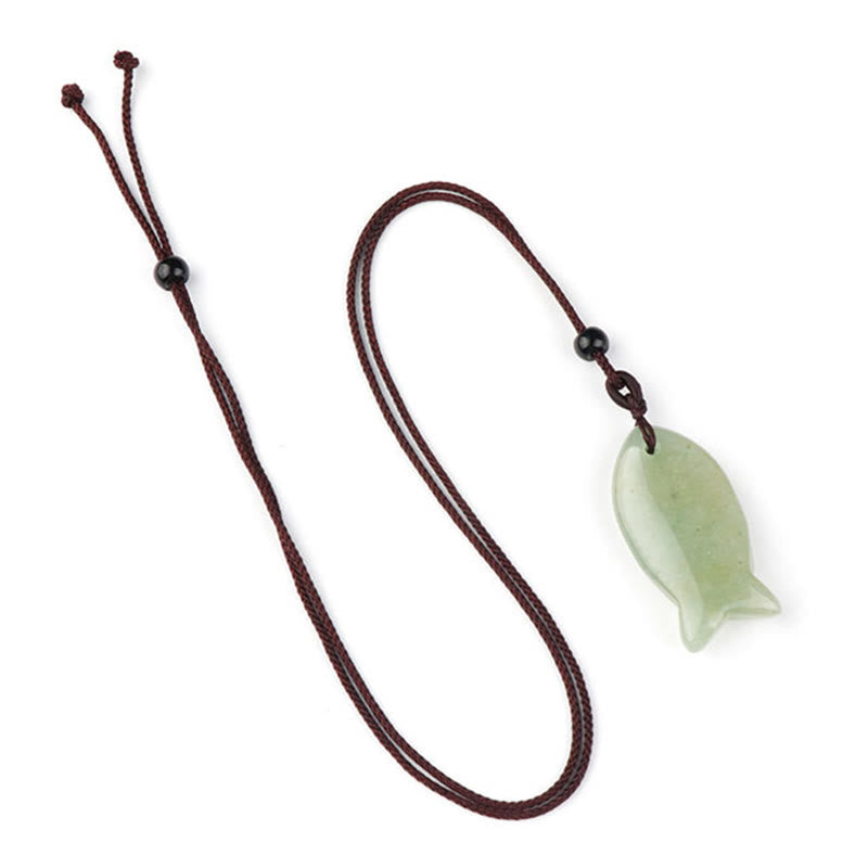 Buddha Stones Koi Fish Pink Crystal Indian Agate Amethyst Topaz Red Jasper Success Warmth Necklace Pendant - Green Aventurine - image 24