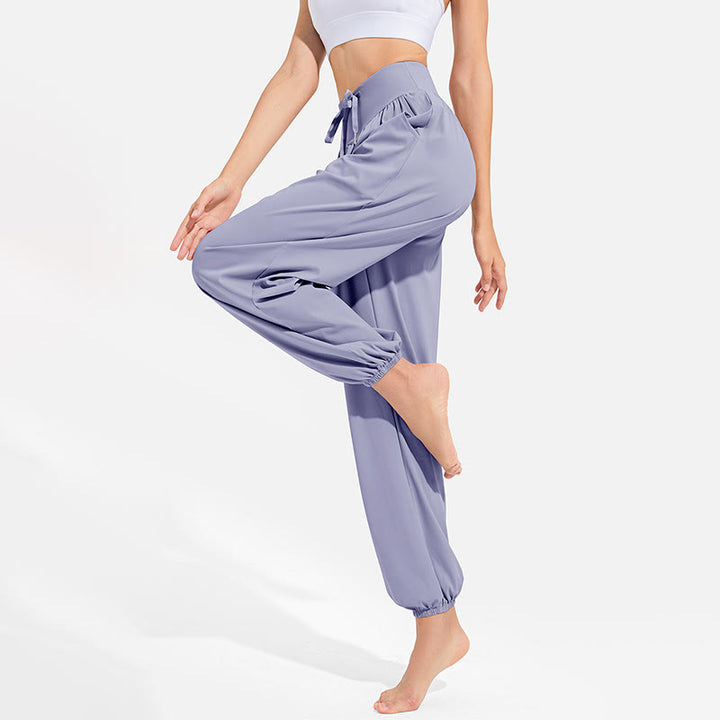 Buddha Stones Plain Drawstring Elastic Waist Design Women's Harem Pants Sports Yoga Sweatpants With Pockets - image 2