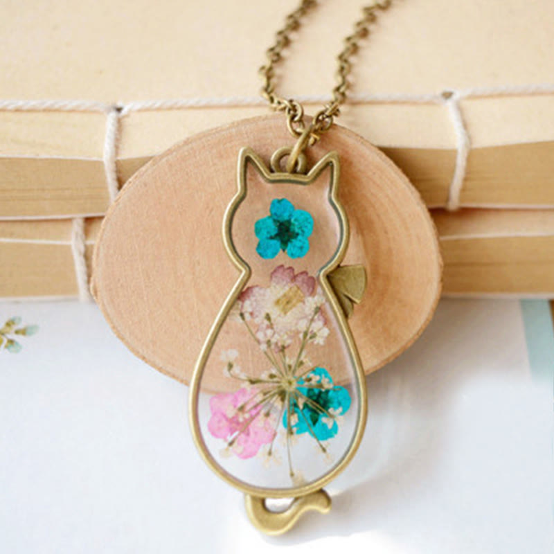 Buddha Stones Handcrafted Resin Dripping Cute Cat Copper Luck Healing Necklace Pendant - image 3