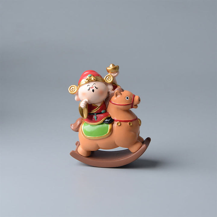 Buddha Stones Year Of The Horse God of Wealth Money Bag Success Prosperity Desk Decoration - SandyBrown Horse&God of Wealth(11*8.5*4.5cm) - image 1