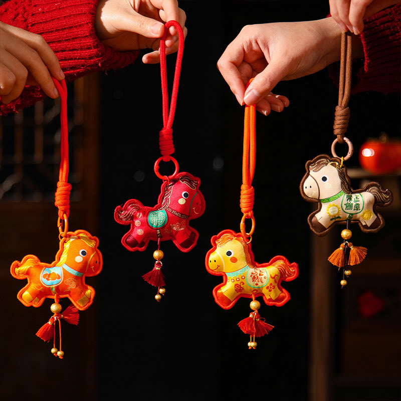 Buddha Stones Year Of The Horse Various Color Embroidery Tassel Prosperity Key Chain - image 10