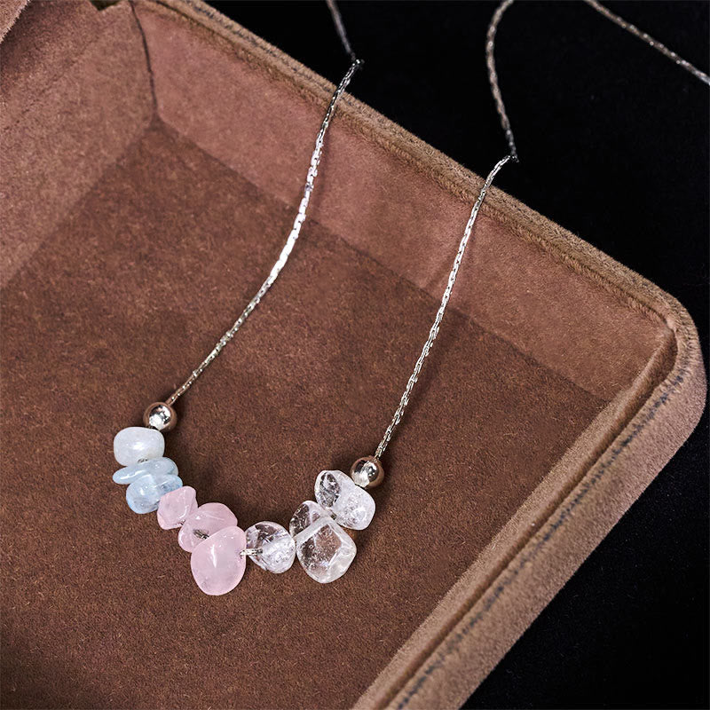 Buddha Stones Black Obsidian Smoky Quartz Garnet Aquamarine Strawberry Quartz Pink Crystal Strength Necklace Pendant - image 10
