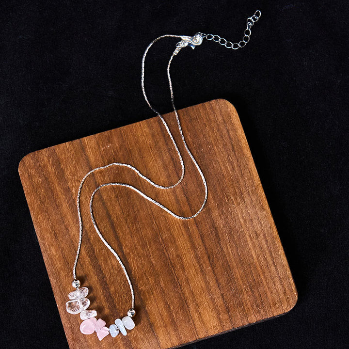 Buddha Stones Black Obsidian Smoky Quartz Garnet Aquamarine Strawberry Quartz Pink Crystal Strength Necklace Pendant - image 11