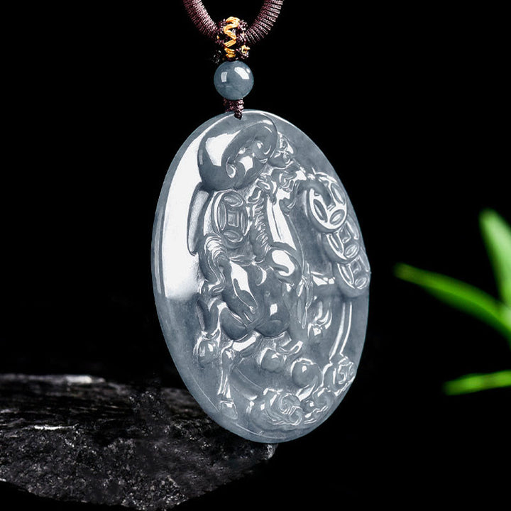 Buddha Stones Year Of The Horse Jade Prosperity Abundance Necklace Pendants - image 7