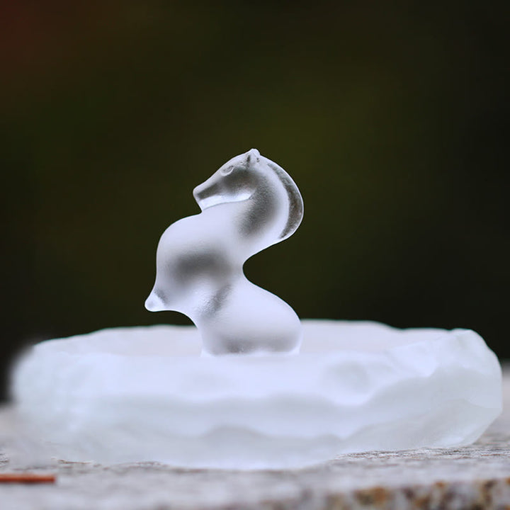 Buddha Stones Year of the Horse Lotus Pod Lotus Leaf Liuli Crystal Art Piece Home Office Energy Decoration - image 1