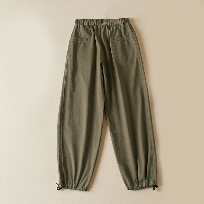 Buddha Stones Fall Drawstring 7-8 Length Cotton Women's Cargo Pants With Pockets - image 1