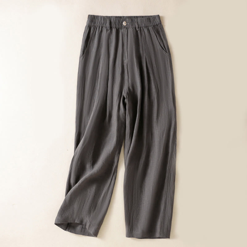 Buddha Stones Summer Button Zipper Ankle-Length Women's Pants With Pockets - Gray - US8-10，UK/AU12-14，EU40-42 (2XL) - image 27