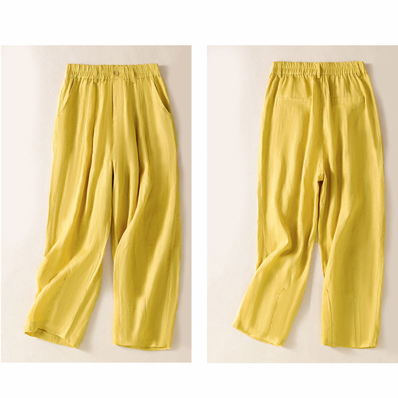 Buddha Stones Summer Button Zipper Ankle-Length Women's Pants With Pockets - image 3