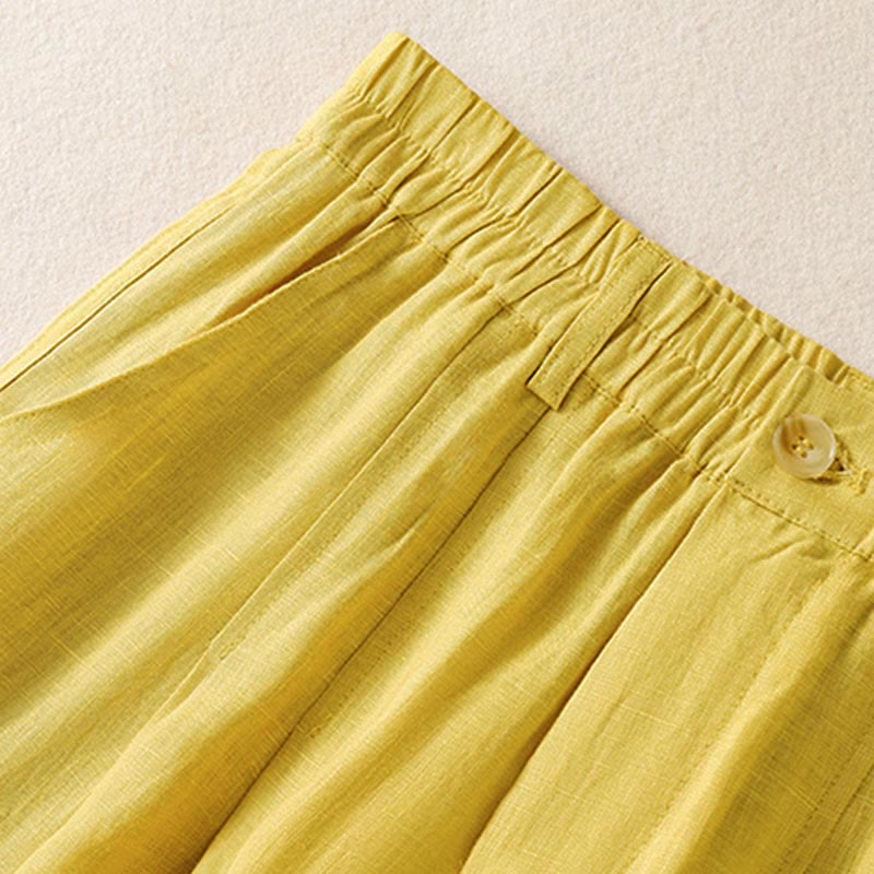 Buddha Stones Summer Button Zipper Ankle-Length Women's Pants With Pockets - image 5