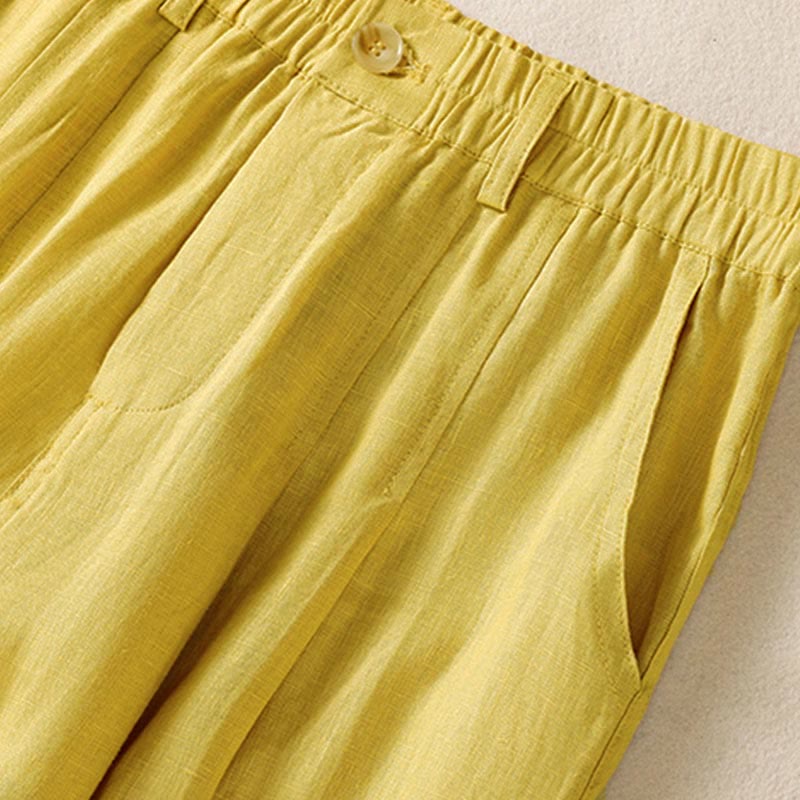 Buddha Stones Summer Button Zipper Ankle-Length Women's Pants With Pockets - image 6