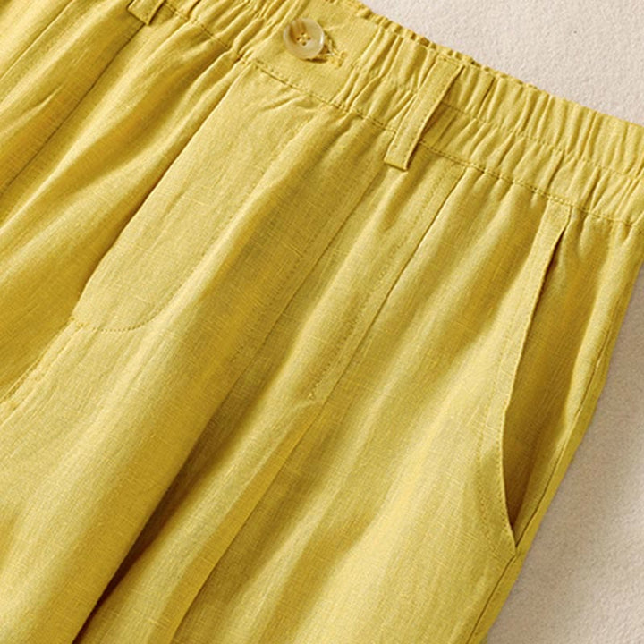 Buddha Stones Summer Button Zipper Ankle-Length Women's Pants With Pockets - image 6