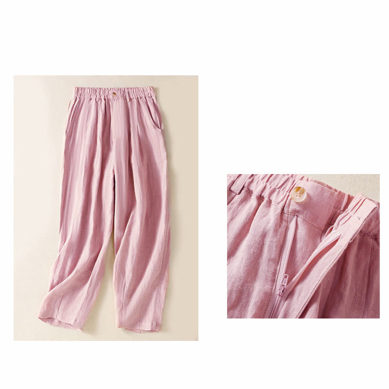 Buddha Stones Summer Button Zipper Ankle-Length Women's Pants With Pockets - image 18