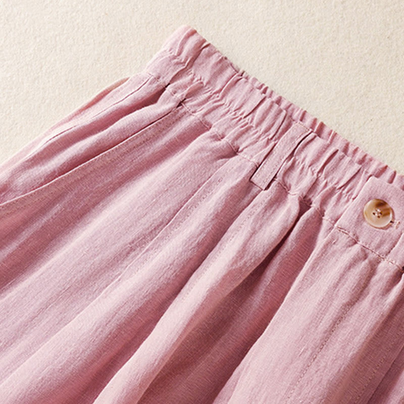 Buddha Stones Summer Button Zipper Ankle-Length Women's Pants With Pockets - image 13