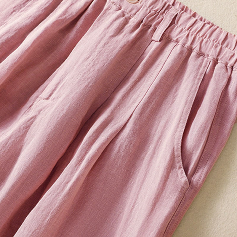 Buddha Stones Summer Button Zipper Ankle-Length Women's Pants With Pockets - image 14