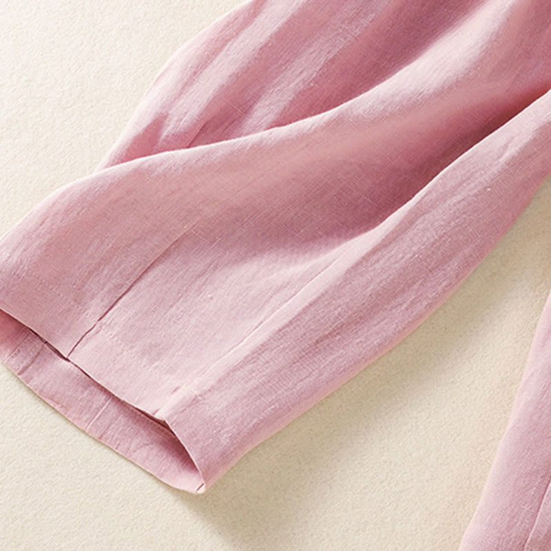 Buddha Stones Summer Button Zipper Ankle-Length Women's Pants With Pockets - image 16