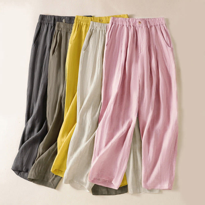 Buddha Stones Summer Button Zipper Ankle-Length Women's Pants With Pockets - image 0