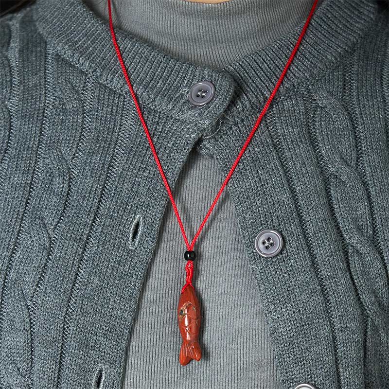 Buddha Stones Carving Koi Fish Pink Crystal Indian Agate Amethyst Warmth Prosperity Necklace Pendant - image 25