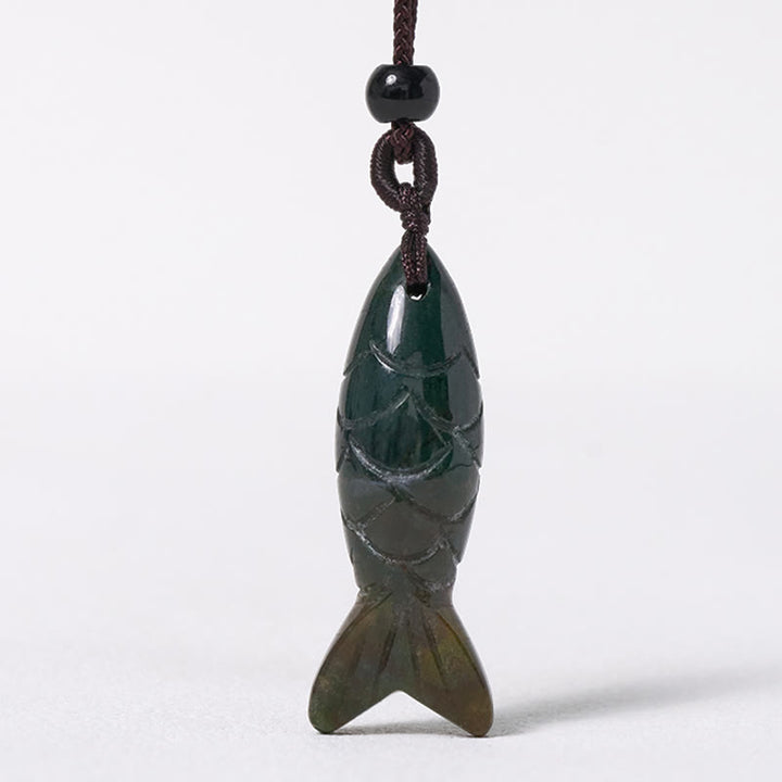 Buddha Stones Carving Koi Fish Pink Crystal Indian Agate Amethyst Warmth Prosperity Necklace Pendant - image 8