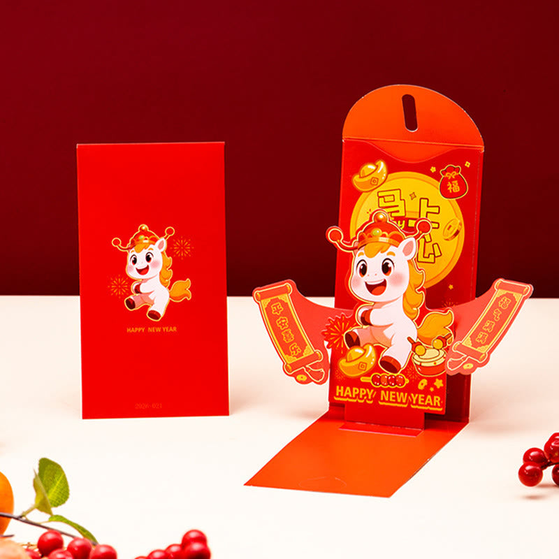 Buddha Stones Year Of The Horse 2026 New Year Fu Character Standable 6pcs Chinese Red Envelope - image 11