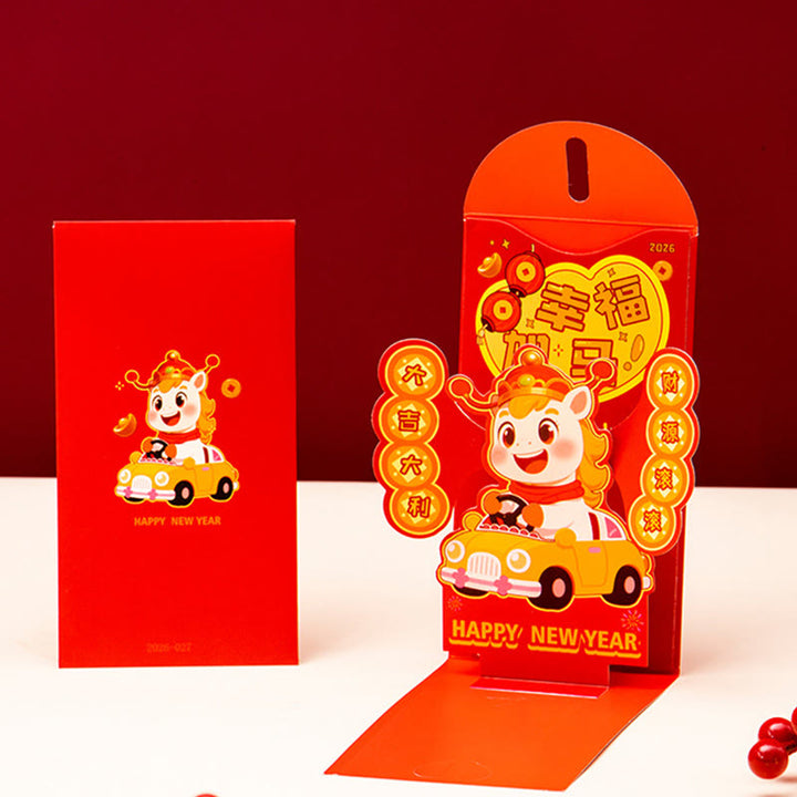 Buddha Stones Year Of The Horse 2026 New Year Fu Character Standable 6pcs Chinese Red Envelope - image 13