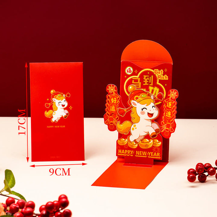 Buddha Stones Year Of The Horse 2026 New Year Fu Character Standable 6pcs Chinese Red Envelope - image 16
