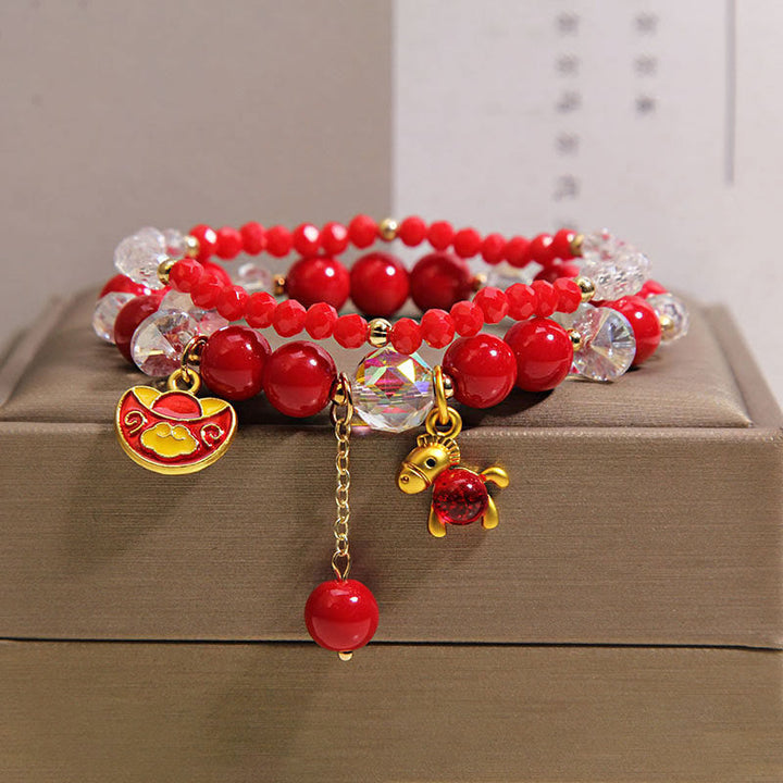 Buddha Stones Year Of The Horse Ingot Prosperity Bracelet - Ingot Horse(Wrist Circumference: 14-15 cm) - image 3