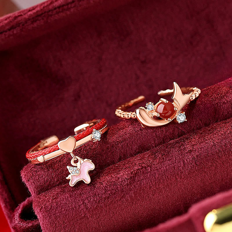 Buddha Stones Red String 925 Sterling Silver Luck Open Ring - image 4