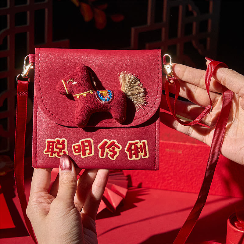 Buddha Stones Year Of The Horse 2026 New Year Intelligent Clever Crossbody Red Envelope Bag - image 2