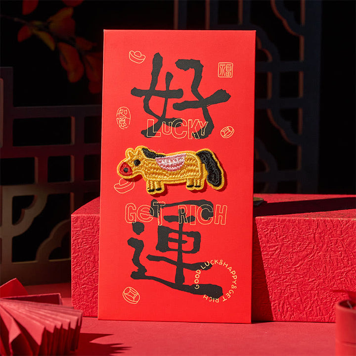 Buddha Stones Year Of The Horse 2026 New Year Embroidery Blessings Luck 6pcs Chinese Red Envelope - image 12
