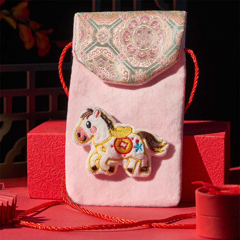 Buddha Stones Year Of The Horse 2026 New Year Fu Character Ingot Pattern Embroidery Chinese Red Envelope - Ingot Horse Red Envelope(10.5*18.5cm) - image 0
