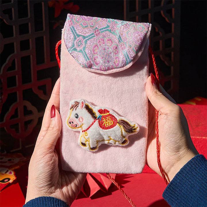 Buddha Stones Year Of The Horse 2026 New Year Fu Character Ingot Pattern Embroidery Chinese Red Envelope - image 9
