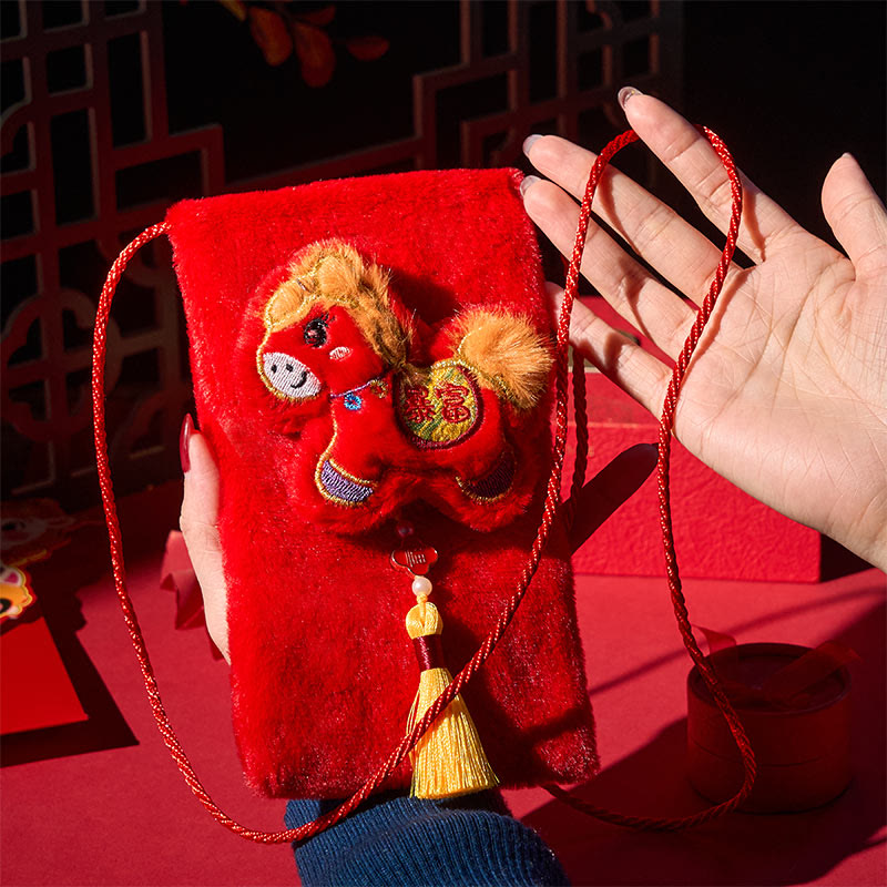 Buddha Stones Year Of The Horse 2026 New Year Fu Character Get Rich Tassel Embroidery Chinese Red Envelope - image 4